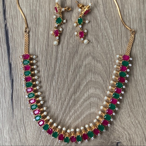 Ruby, Emerald and pearl Necklace - Picture 2 of 6